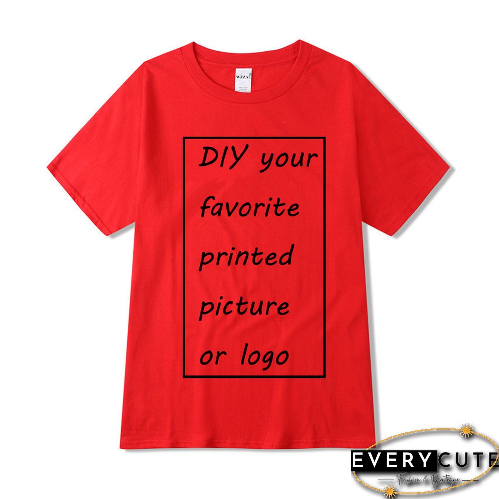 Customized Printed Leisure T Shirt Harajuku Women Tee DIY Your Like Photo Or Logo White T-shirt Fashion CustomShirt