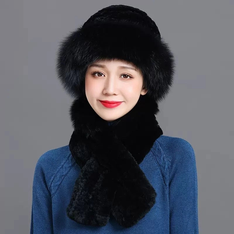 Fur Hat Female Winter Warm Imitation Fox Fur Hat Thickened Mother Korean Fashion Rex Rabbit Fur Bowler Hat Winter