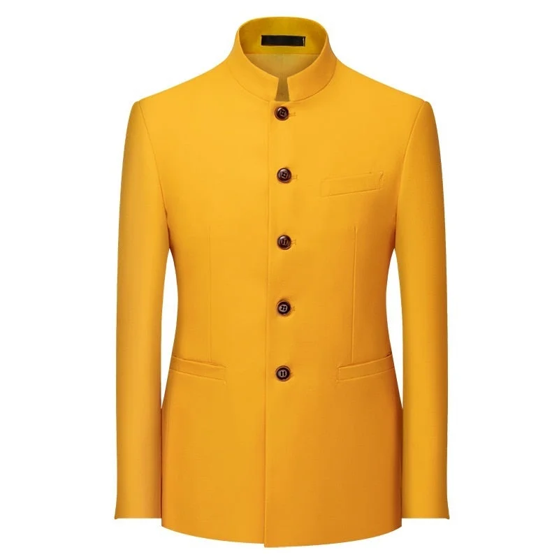 Inongge  Men's Spring and Autumn 6 Colors Optional Mid-length Suit Long-sleeved Coat Large Size L-7XL Stand-up Collar Single-breasted New