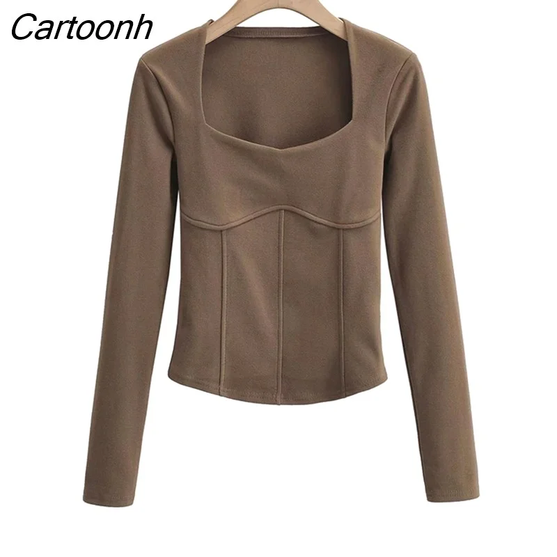 Cartoonh Women Bust Seam Detail Long Sleeved Top Warm And Soft Top For Taking Inside