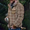 Men's Casual Flannel Plush Button Sweater