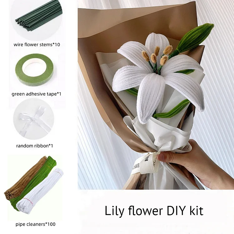 380 DIY Crafts Pipe Cleaner Flower Kits for Lily Bouquets Making,  Artificial Chenille Stems Purple Lily Flower Creation, DIY 12 Lilies for  Party