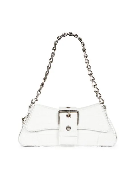 Balenciaga Lindsay Small Shoulder Bag With Strap Crocodile Embossed white