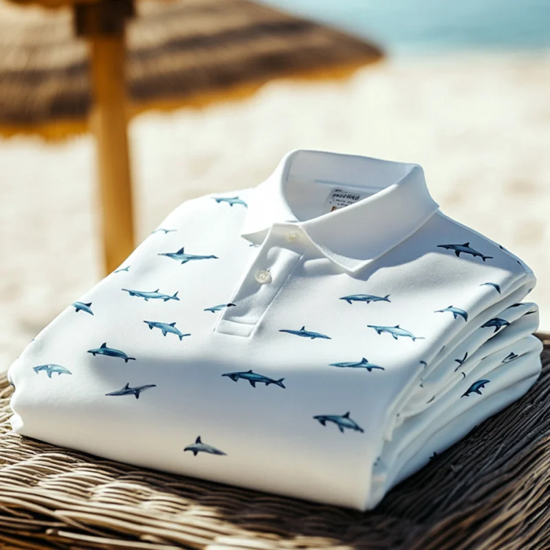 Men's Casual Ocean Animal Print Polo Shirt
