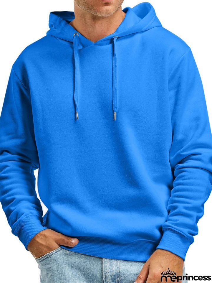 Men's Solid Color Thick Pullover Hoodies