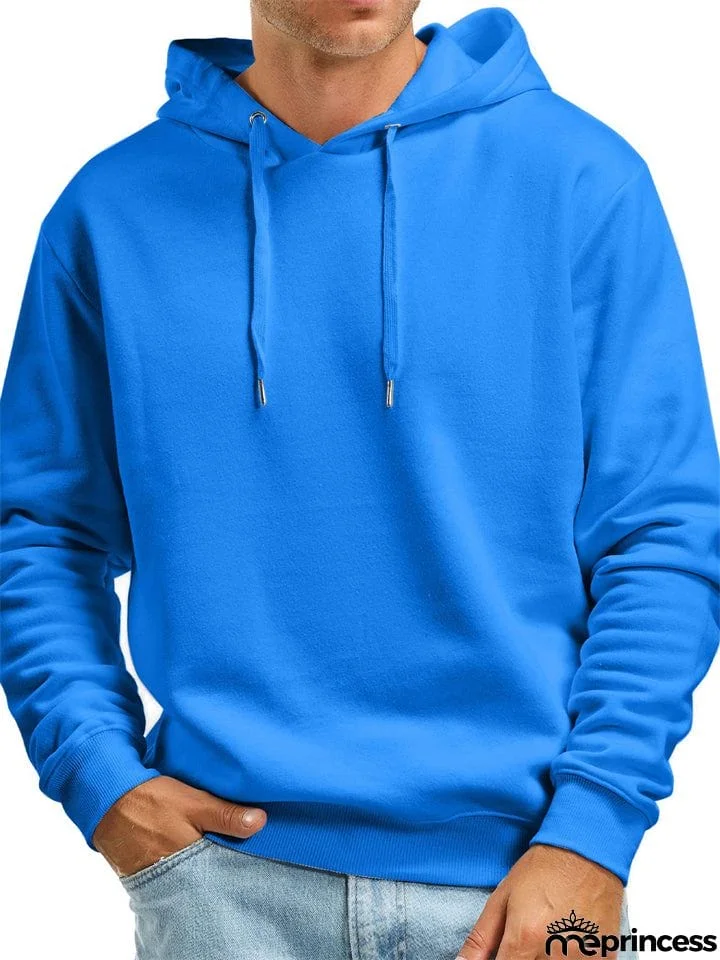 Men's Solid Color Thick Pullover Hoodies