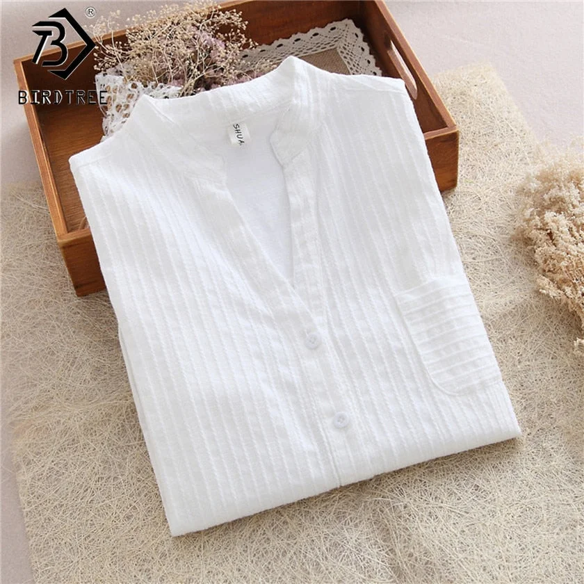 Korean Women Blusas Preppy New 2017 Autumn White Shirts Tops Kawaii Embroidery  Tops Button Pocket  Female Shirts T78618A