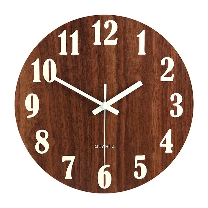 Wooden 3D Wall Clock Modern Design Luminous Number Hanging Clocks Quiet Glowing in Dark Living Room Decoration Wall Watch Silent