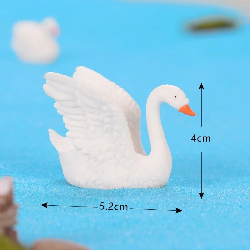 Black White Mini Cute Goose Swan Model Aquariums Ornaments Fairy Garden Decoration Miniature Figurine DIY Cake Decoration  Home