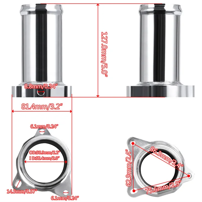 Garlaven 57MM EGR Valve Replacement Pipe For 1.9 8v TDI PD130/PD150 2.25"