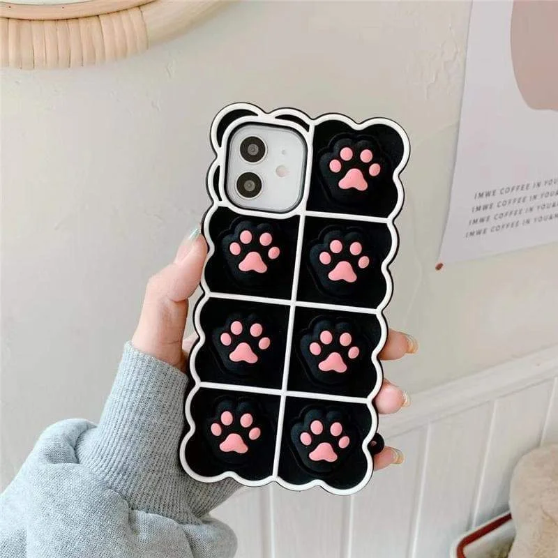 Black/White/Pink Soft Squishy Cat Paws Cute Phone Case SP16495