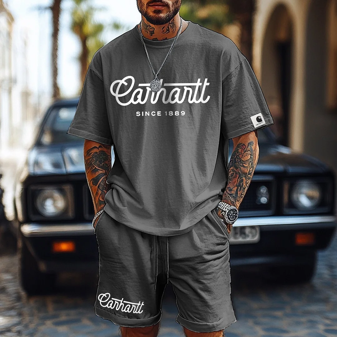  Classic Oversized T-Shirt and Shorts Set for Men