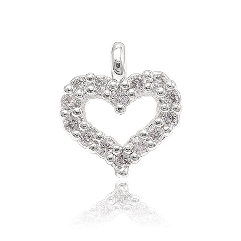 5 Pieces Minimalist Heart Shape Copper Plating Inlay Zircon 14k Gold Plated Charms Jewelry Accessories