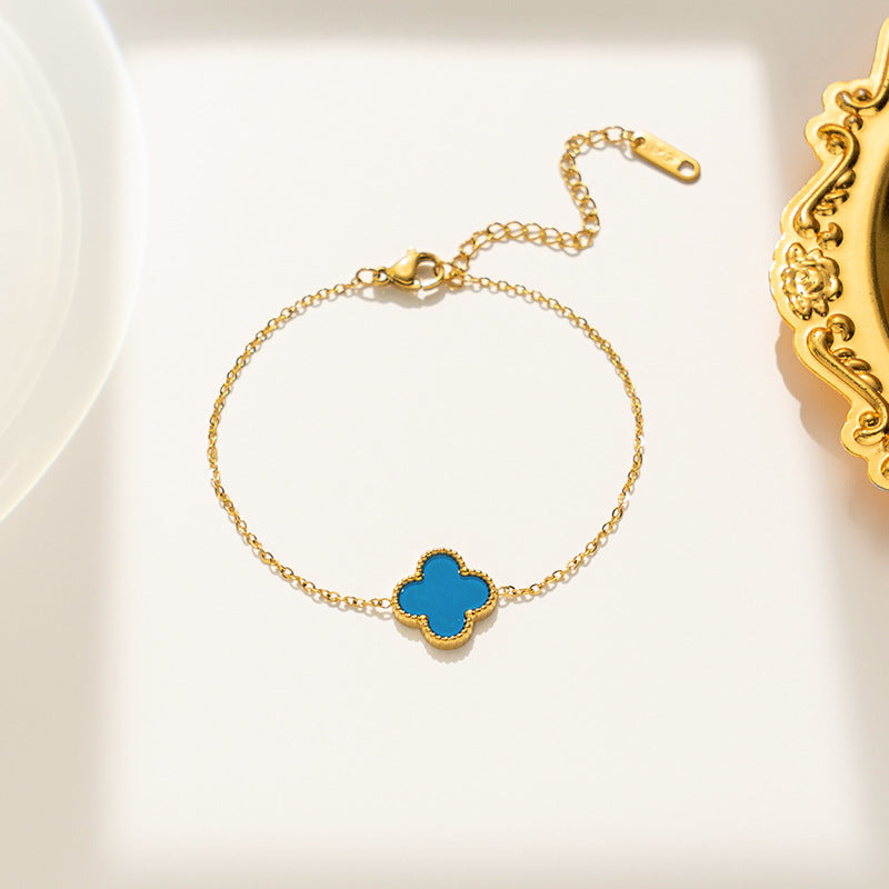 Four-Leaf Clover Bracelet Lucky Versatile Double-Sided Ol Bei Female Summer Fashion Accessories