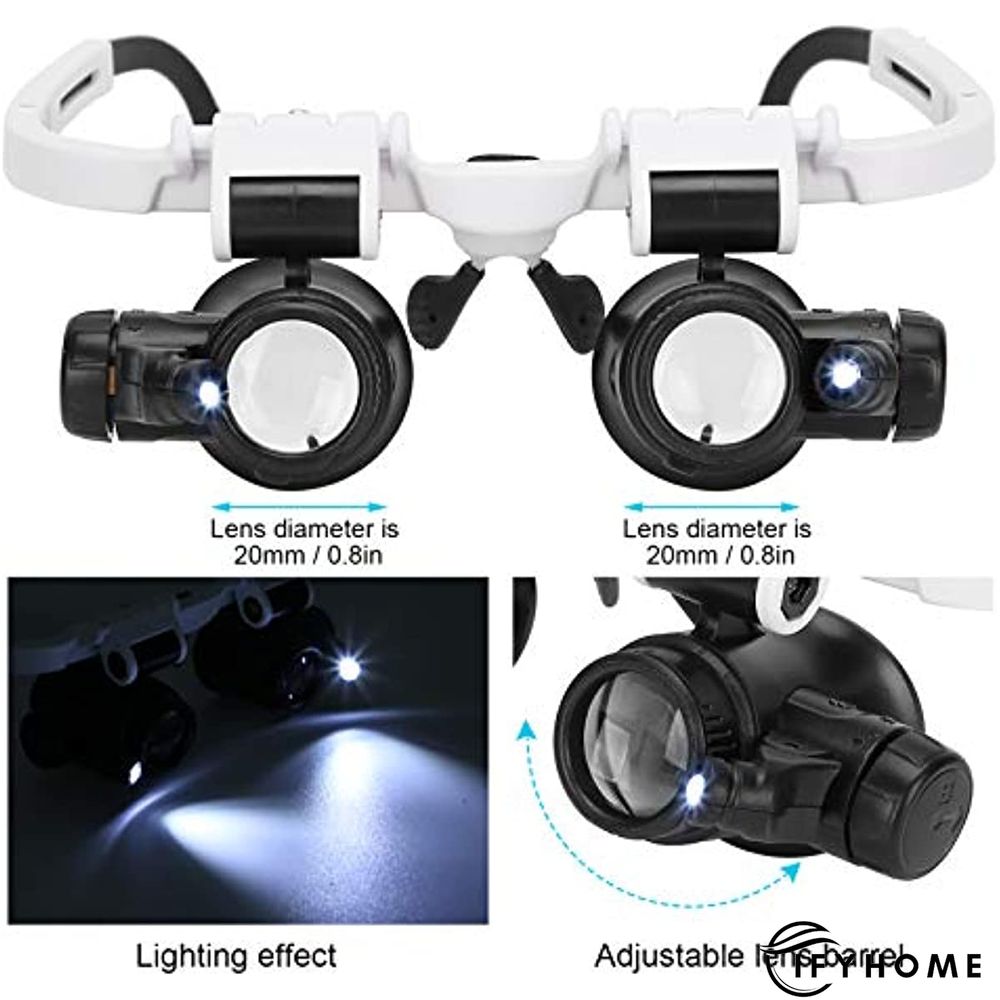 Glasses Magnifier, 8X 15x 23x Head Wearing Magnifying Glass with LED Light | IFYHOME