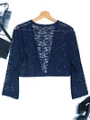 Fashionable Solid Color Lace Cardigan Top - Delicate Open Front, Sheer Three-Quarter Sleeves, Perfect for Everyday Chic Style - A Feminine & Lightweight Wardrobe Staple for Women
