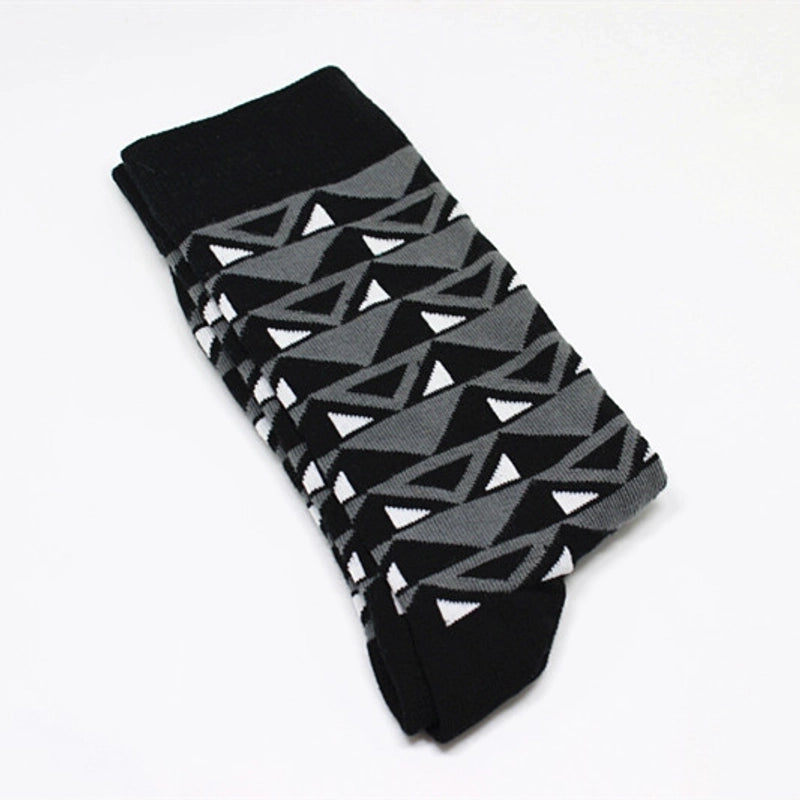Men’s Cartoon Style Color Block Cotton Crew Socks A Pair