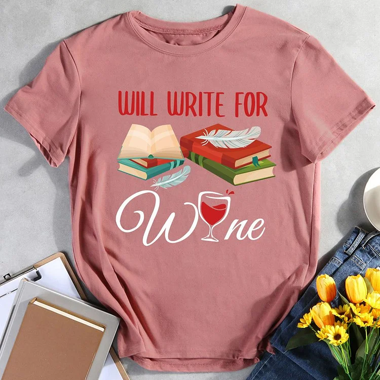 ANB -   Will write for wine Book Lovers Tee -011767
