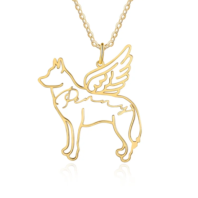 Personalisierbare Gravur Name Hund mit Flügeln Halskette für Hundeliebhaber