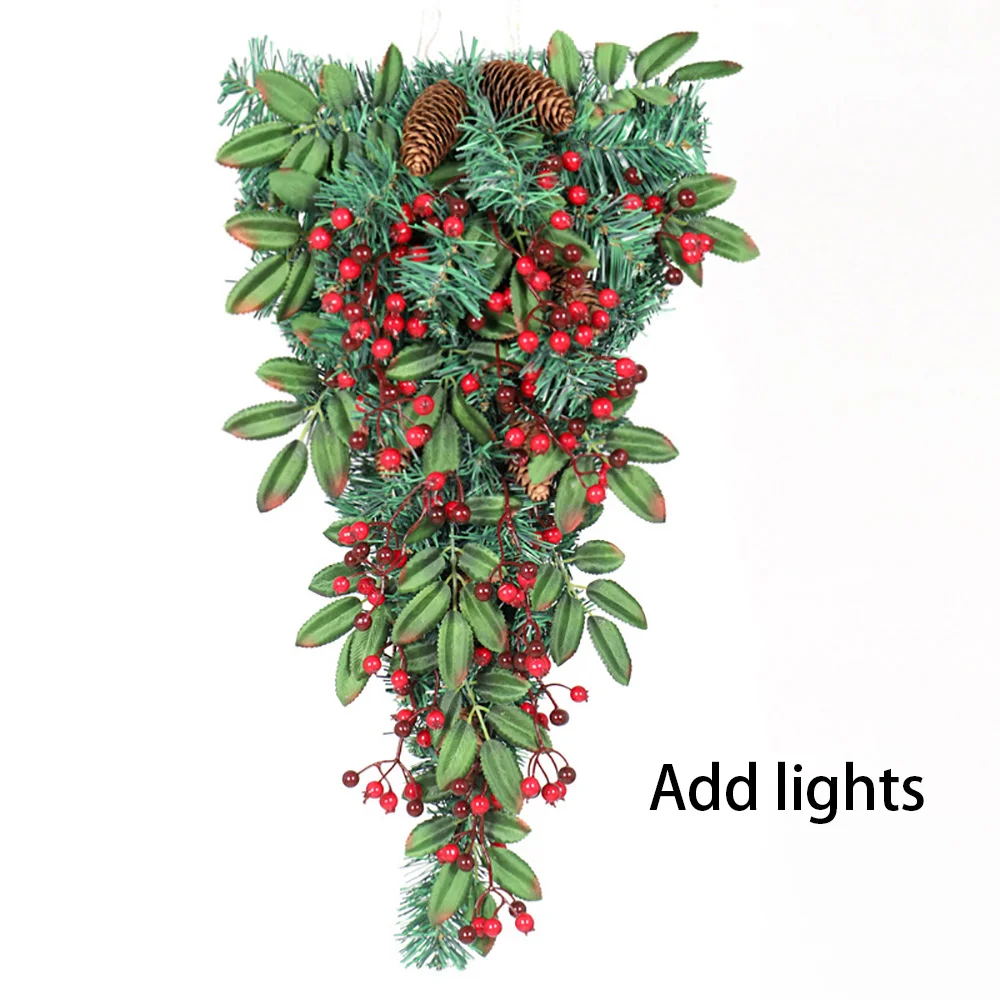Christmas upside down tree new red pine cone with lights holiday garland ornaments