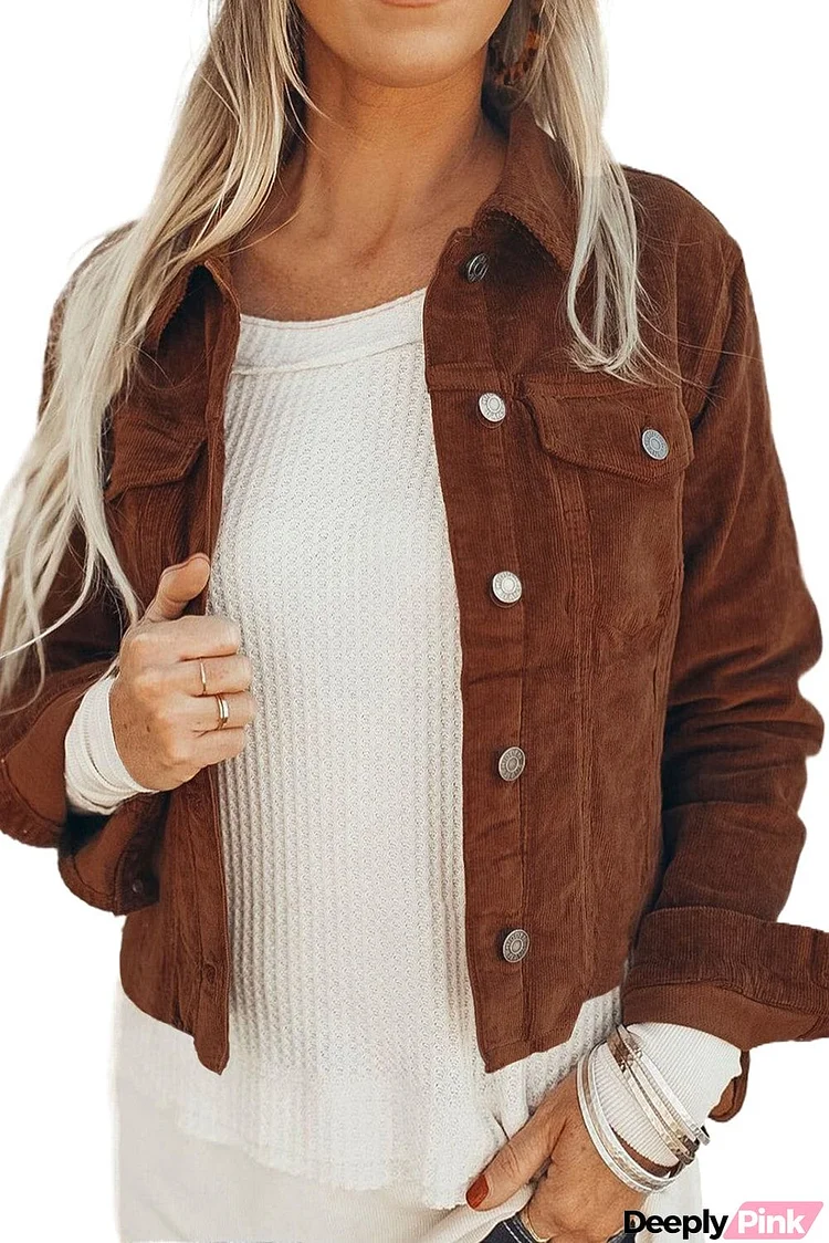 Corduroy Button-Down Jacket with Pocket