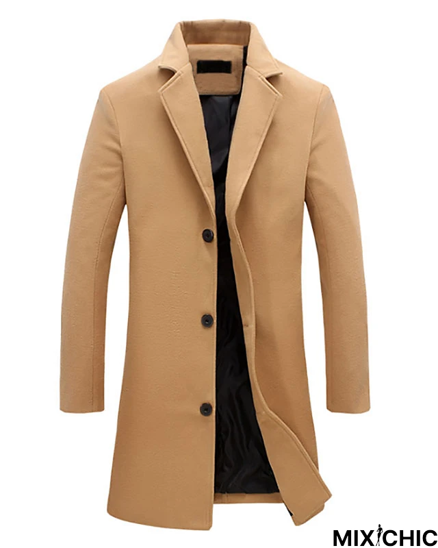 Men's Woolen Coat Large Size Slim Long Trench Coat Fashion Slim Wild Men's Jacket