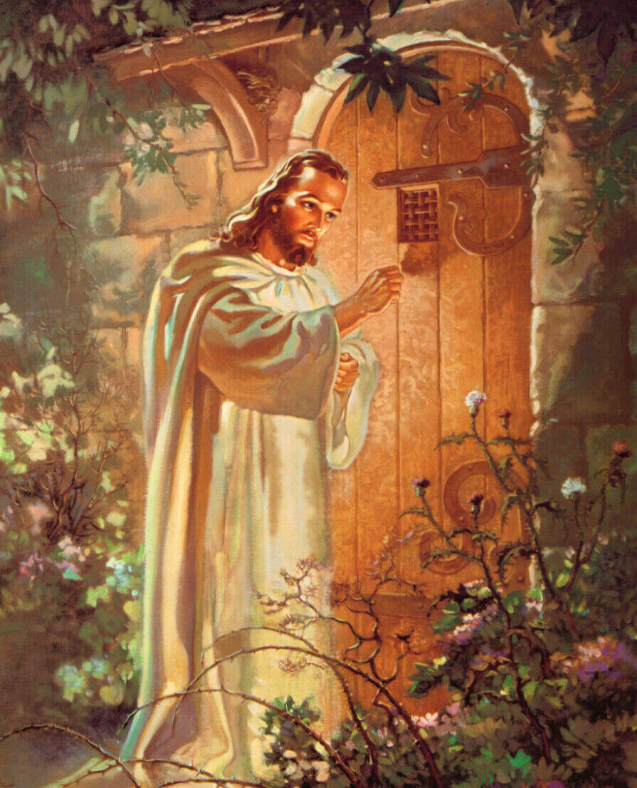 JESUS CHRIST REVELATION 3:20 KNOCK @ DOOR 8.5X11 Photo Poster painting PICTURE REPRINT CHRISTIAN