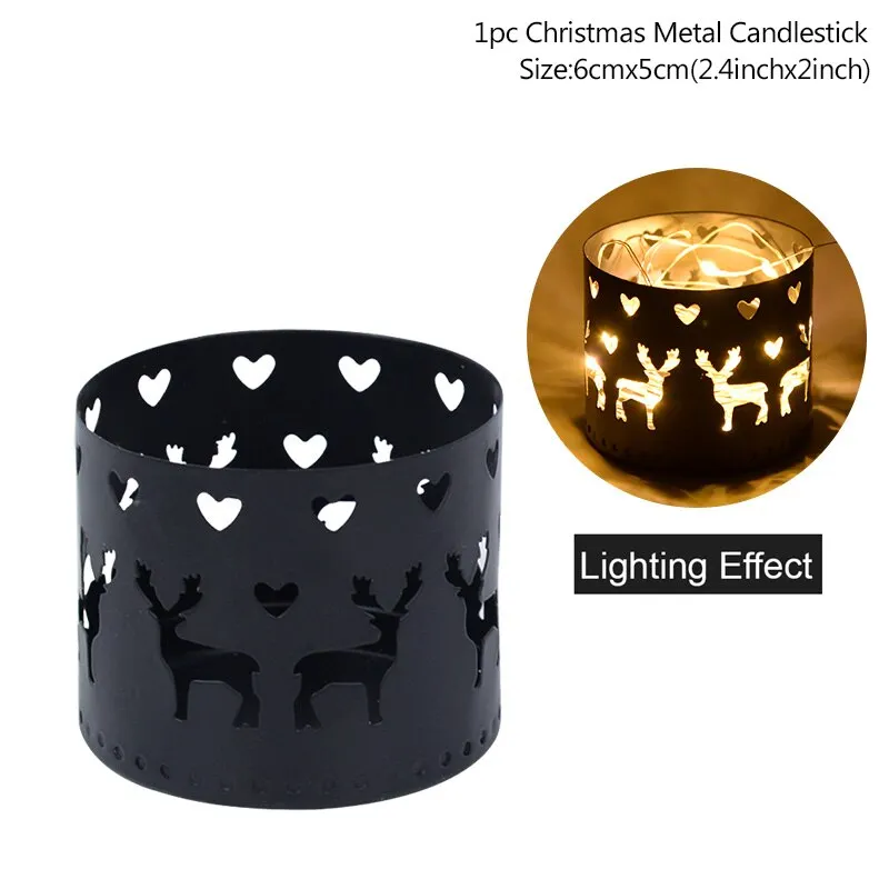 Xmas Iron Hollow Candle Holder Merry Christmas Decorations For Home Table Ornaments Noel Navidad Natal New Year Gifts 2022