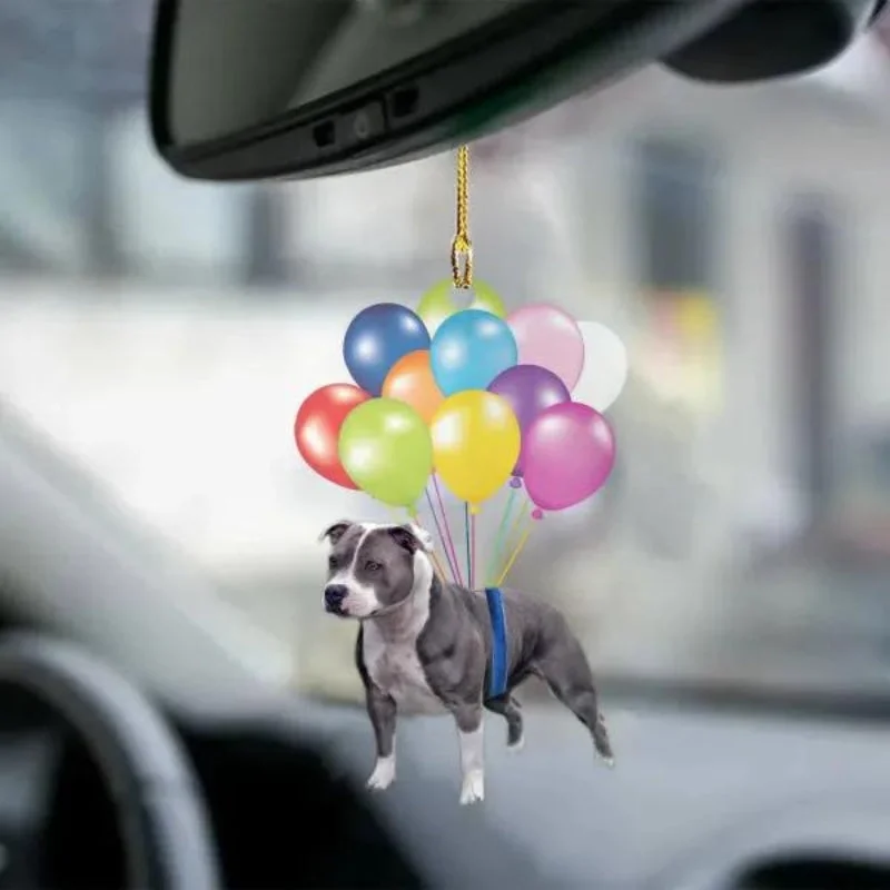 VigorDaily Staffordshire Bull Terrier Fly With Bubbles Car Hanging Ornament BC052