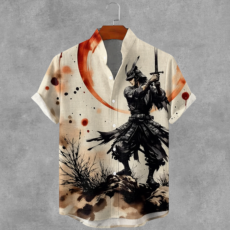 Men's Vintage Japanese Art Print Casual Shirt elevenforest