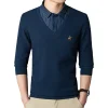 Men's Fake Two Piece Warm Contrast Shirt