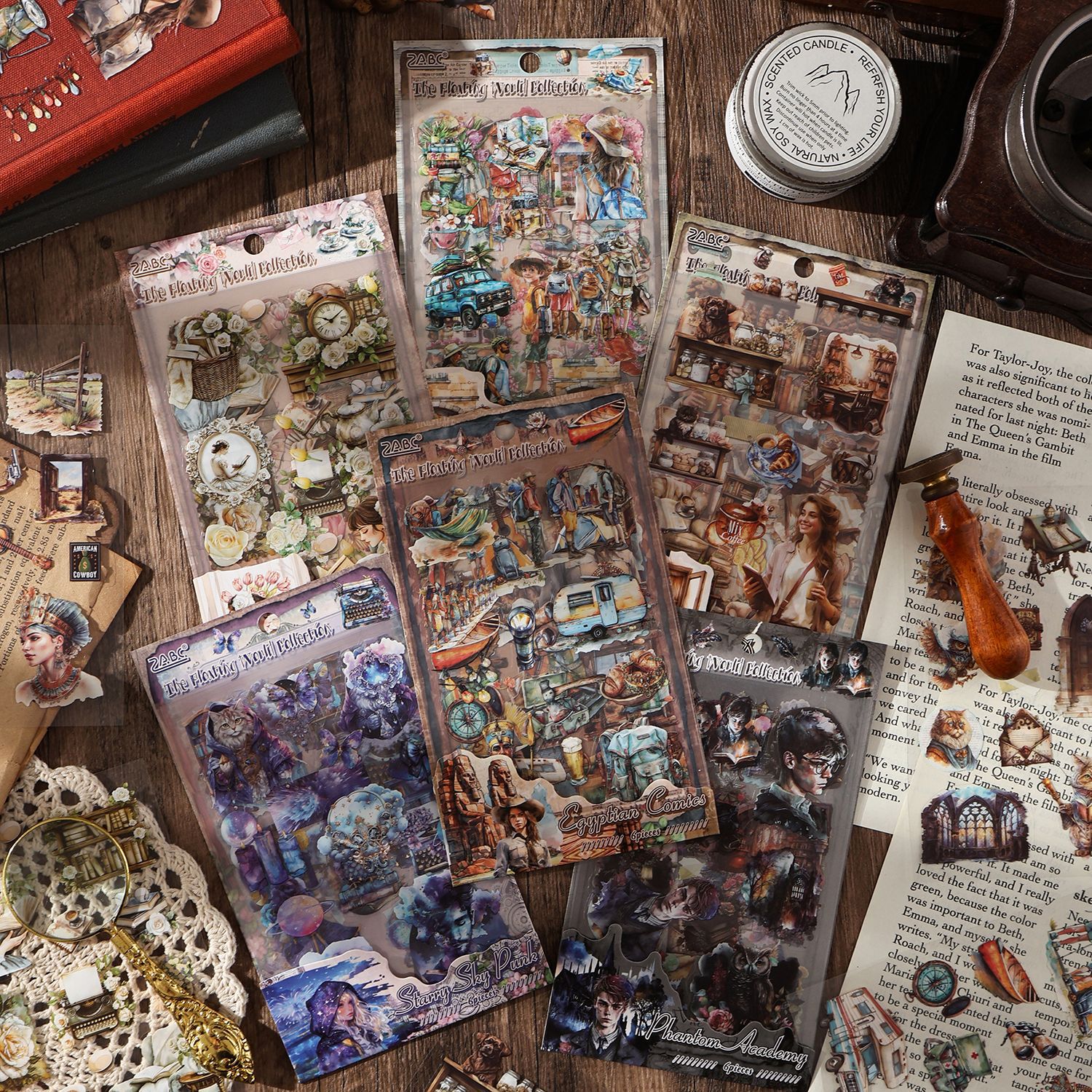 PET 스티커 - 월드 컬렉트 스탬프 시리즈 빈티지 여행 캐릭터