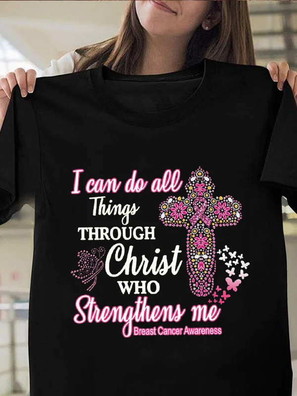 Faith Breast Cancer Print T-Shirt