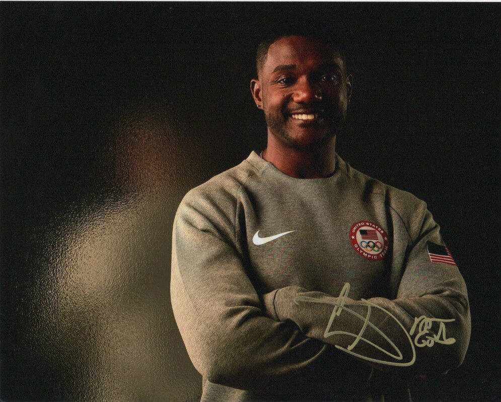 Justin Gatlin Team USA Autographed Signed 8x10 Photo Poster painting COA B