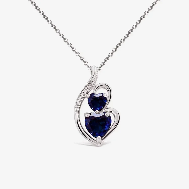 For Love - S925 My Wishes to Smokin' Hot Soulmate Blue Crystal Heart to Heart Necklace