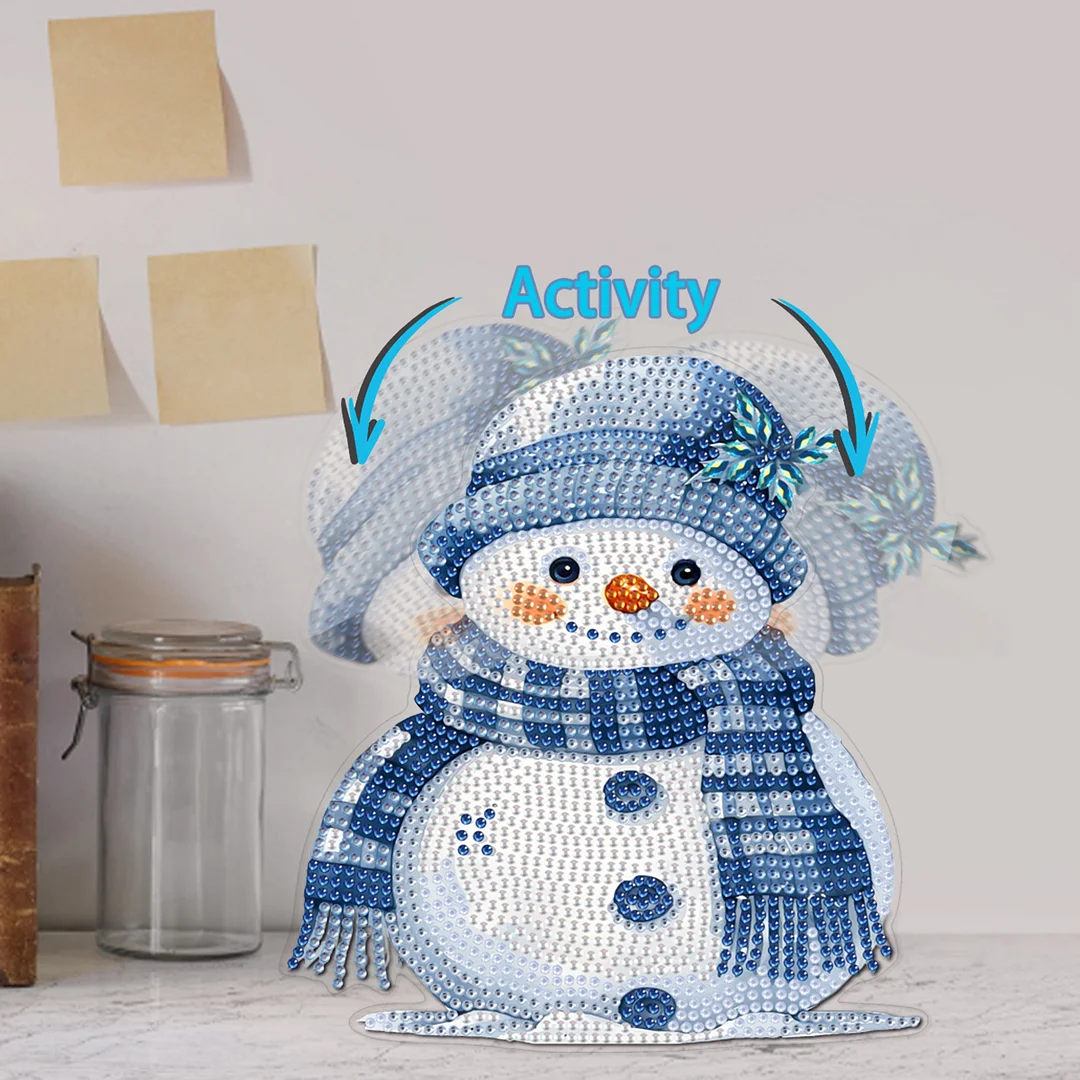 Snowman DIY Acrylic Shaking Head 5D DIY Diamond Art Tabletop Ornament Home Decor