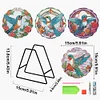 4 PCS Wooden Diamond Painted Placemats Round Placemat with Holder (Hummingbird)
