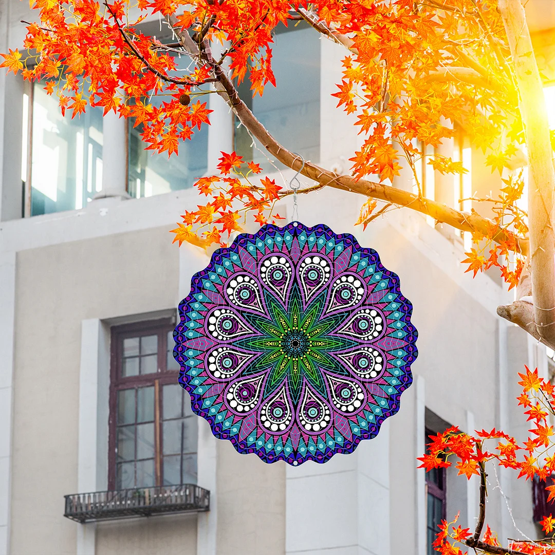 Mandalas Hanging Wind Spinner 360 Degree Rotating 3D Garden Wind Spinners 10-Inch Hanging Wind Catcher Art Gift for Home Garden Halloween Christmas (01)