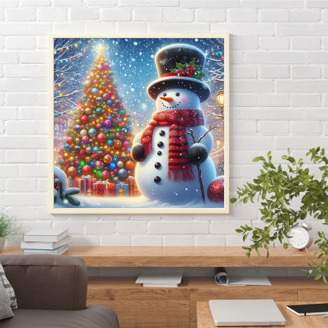 Diamond Painting - Full Round Drill - Xmas Snowman(Canvas|40*40cm)