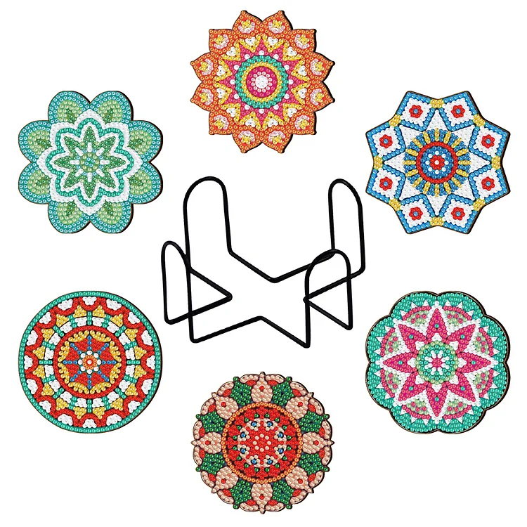 6pcs Coasters Kits DIY Wood Coasters Set Acrylic for Any Table Type Perfect Gift