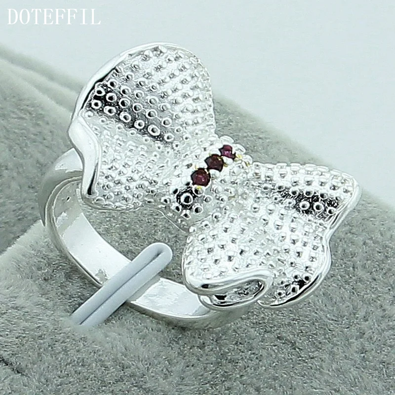 DOTEFFIL 925 Sterling Silver Bow-Knot Butterfly Ring For Women Jewelry