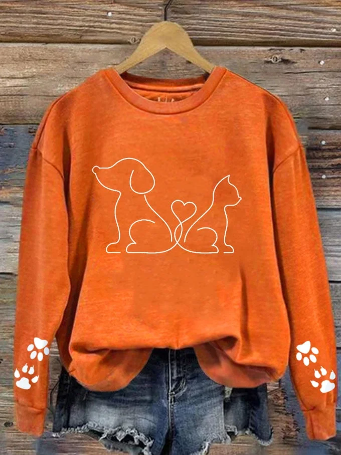 Women's Dog And Cat Mom Fur Mama Print Sweatshirt socialshop