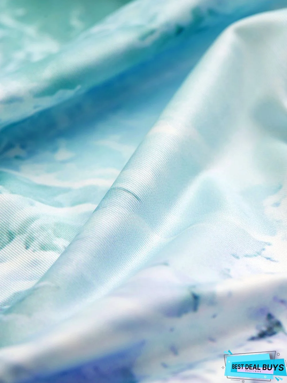 Sea Gradient Painted V-Neck Short Sleeve Casual Dress