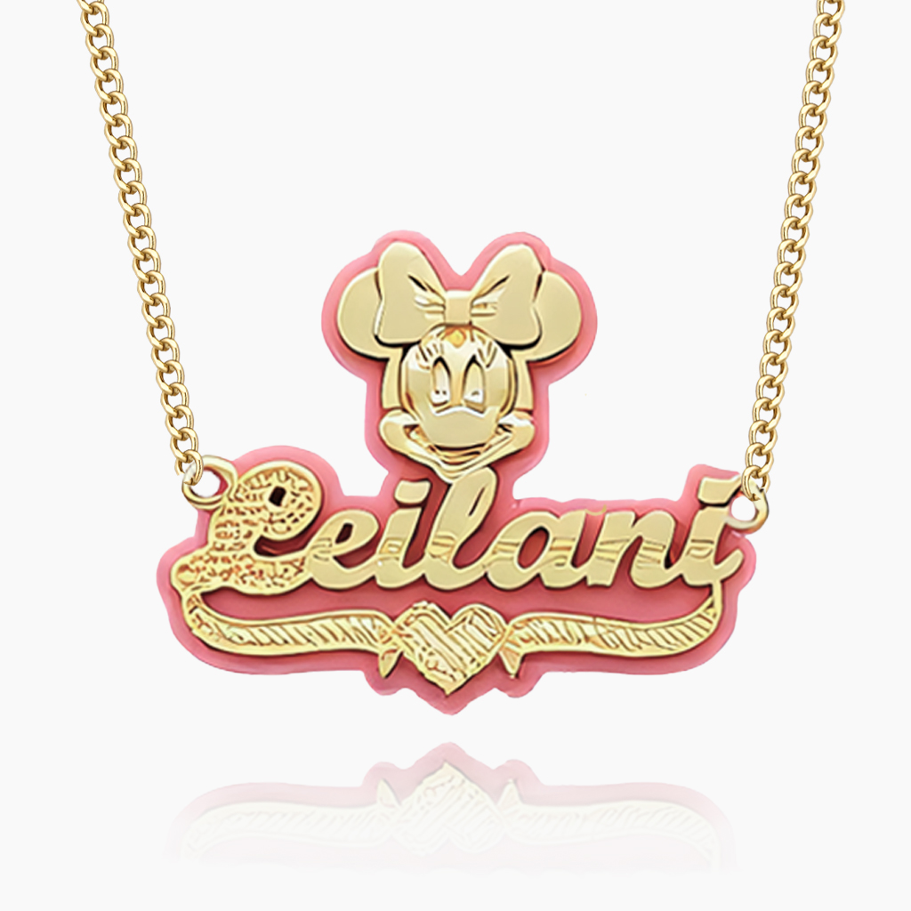 Pink Acrylic Mickey Mouse Necklace