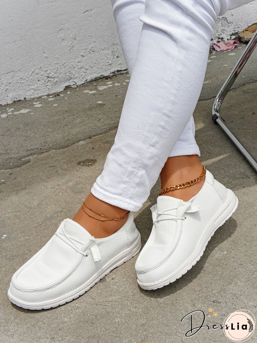 Casual Light Lace Up Flats Canvas Shoes