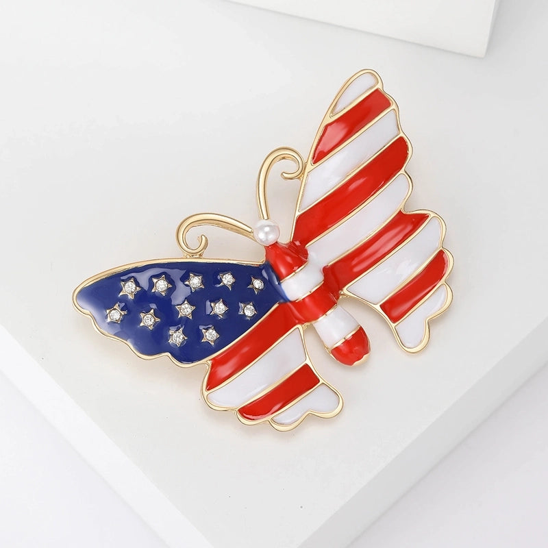Minimalist IG Style Pin American Flag Butterfly Alloy Women’s Brooches