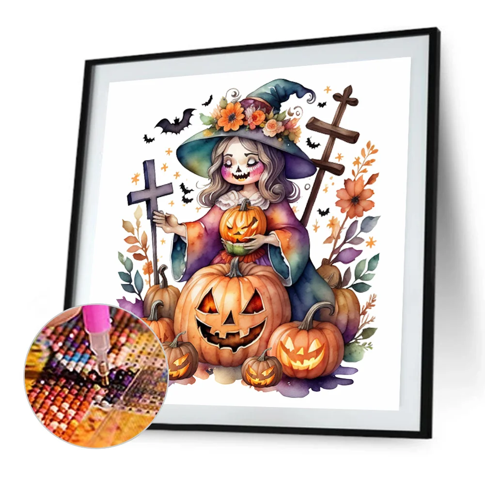 Diamond Painting - Full Round Drill - Witch Pumpkin(Canvas|40*40cm)