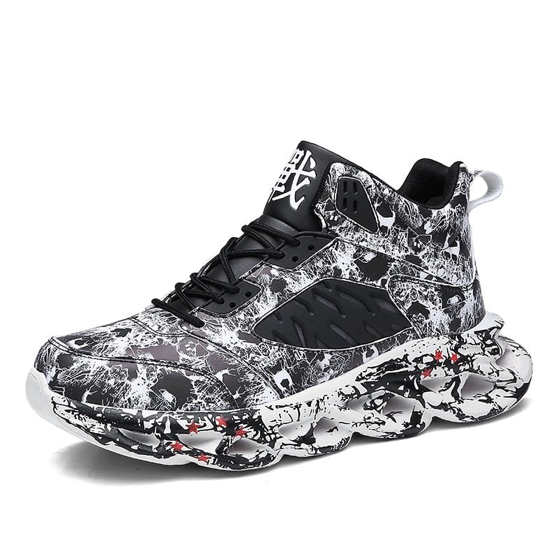 New Running Shoes Men Hip Hop Street Graffiti Chunky Sneakers Blade Cushioning Sport Zapatillas Lightweight Jogging Shoes 45