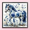 Blue Porcelain Horse - 11CT Stamped Cross Stitch 40*40cm tapestrymarket