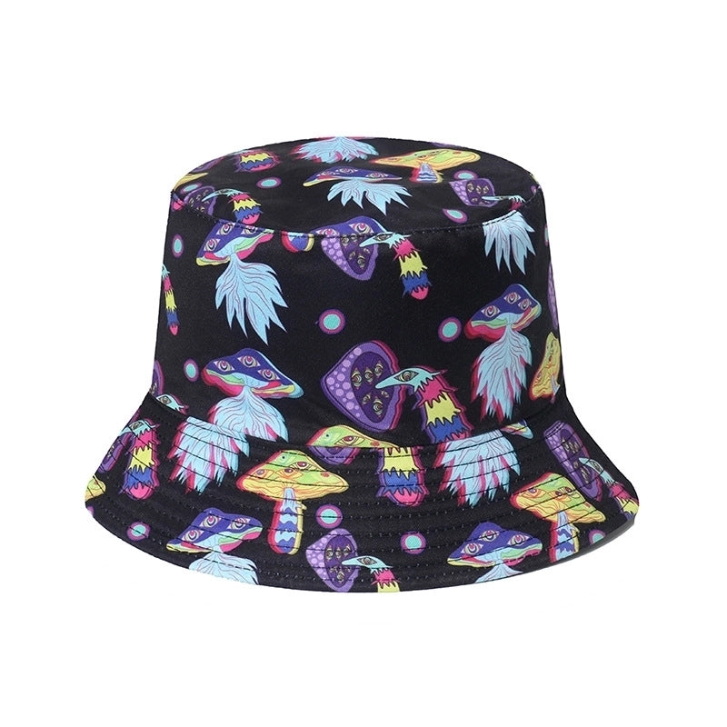 Women’s Hip-hop Bear Printing Flat Eaves Bucket Hat
